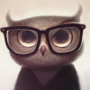 Owl in golden glasses