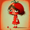 Очень грустный...красный помидор