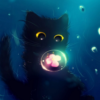 Чёрный кот с янтарными глазами