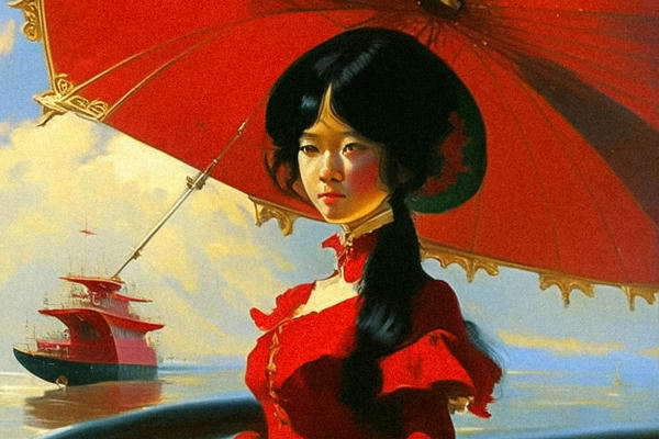 Девушка с китайским зонтиком