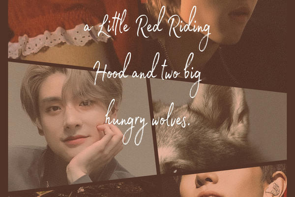 a Little Red Riding Hood and two big hungry wolves.