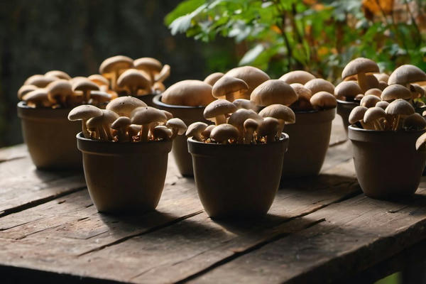 Flower pot with mushrooms